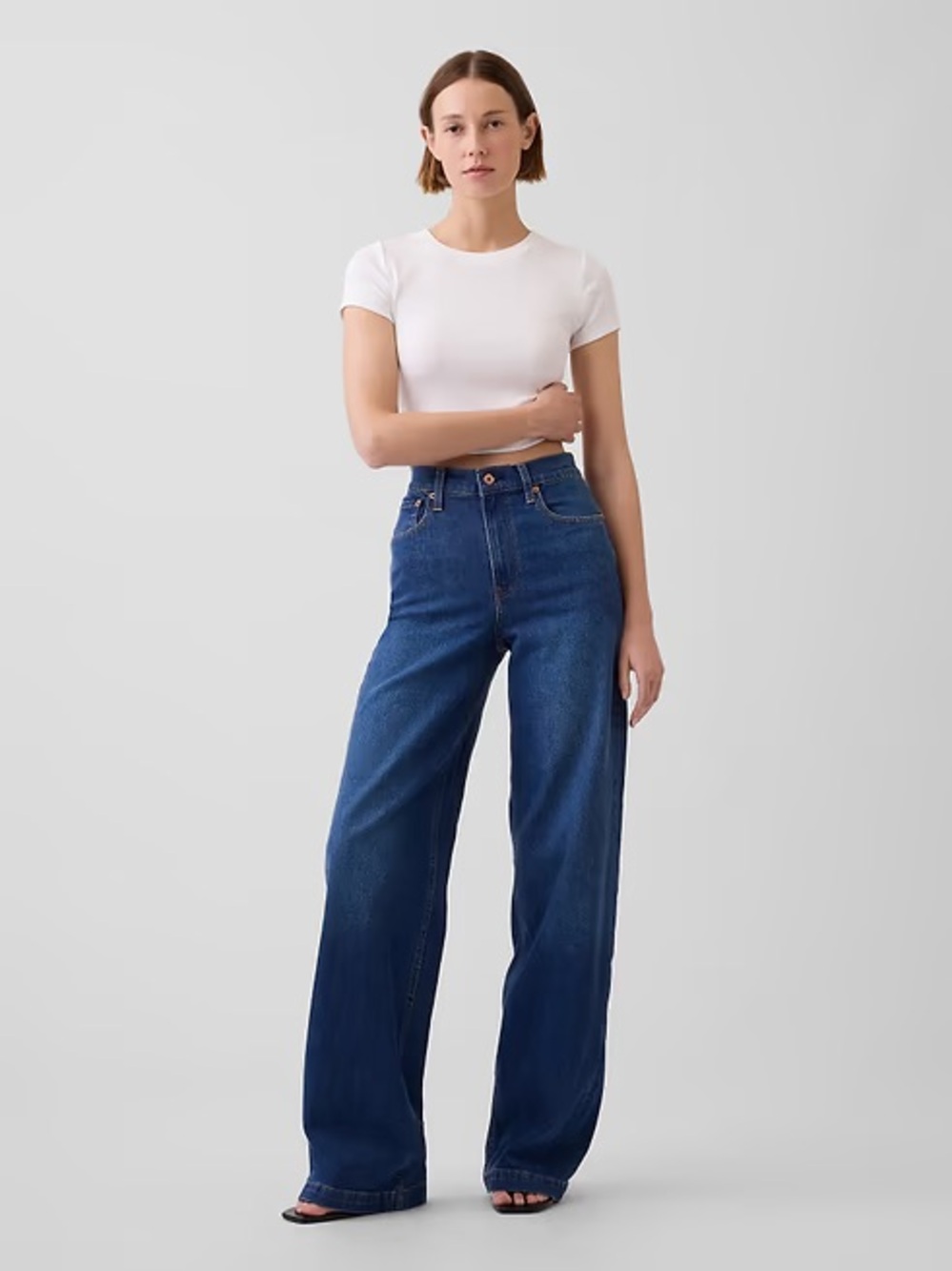 Gap High Rise Stride Wide Leg Women’s Jeans - Dark Blue (30/10 short)